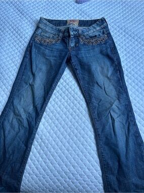 Guess Dark Blue Embroidered Bootcut Jeans
